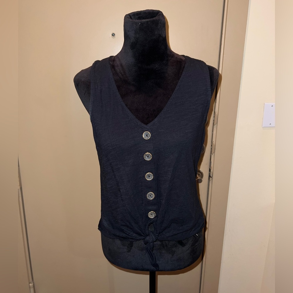 Sanctuary Black Button-Front Tank Top